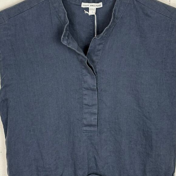 Standard James Perse Womens Linen Dress Sleeveless Button Front Blue Size Small - Picture 8 of 11